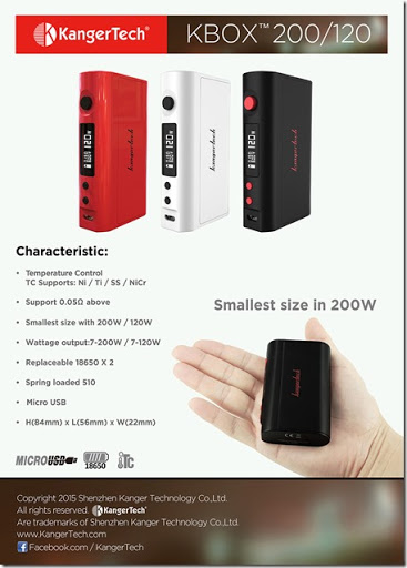 KBOX120 thumb25255B225255D - 期待の新製品：Kangertech KBOX 200/120W TC ModのPre-Sale(予約販売)開始(12/06追記)