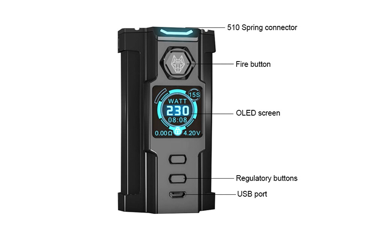 Snowwolf Vfeng 230W TC Box Mod 5 1 - 【変形しそう】クソカッコイイテクニカルMOD「SNOW WOLF Vfeng 230W（スノーウルフ・ブイフェン）」レビュー！とにかく変形合体しそうなかっこいい見た目に惚れ惚れする……。これは一個持っておきたいMODになるかもしれませんぞ～【MOD】