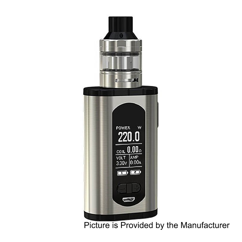 authentic eleaf invoke 220w tc vw variable wattage box mod ello t tank kit silver 2 x 18650 4ml 25mm diameter 1 - 【海外】「Yiloong Vape Juma Style Bottom Feeder Squonk Mechanical Box Mod」「Eleaf Invoke 220W TC VW Variable Wattage Box Mod + ELLO T Tankキット」