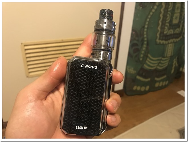 IMG 6981 thumb 1 - 【レビュー】SMOK G-PRIV2 230W TC Kitレビュー！230WのハイパワーMODに爆煙クリアロマイザーをセットにした爆煙入門機！タッチパネル搭載で楽々操作のMODにも注目だ！