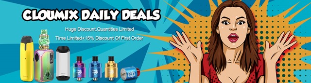 dailydeal thumb - 【海外】Cloumix15%オフセール、「Augvape Intake RTA」「Wismec HiFlask 40W 2100mAh Pod System」「Desire Cut 108W」「Tesla TPOD AIO」